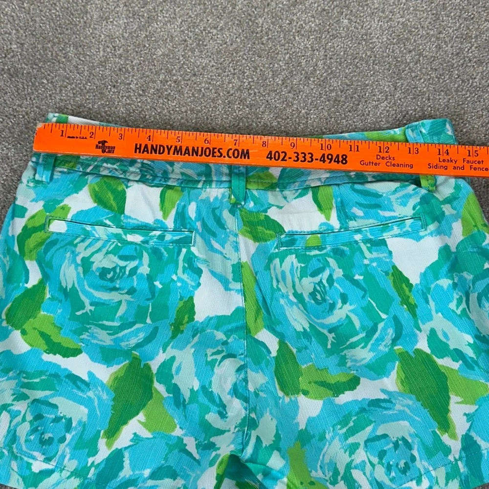 Lilly Pulitzer Womens 4 Callahan Shorts Blue Green‎ Floral Rose Cotton Summer